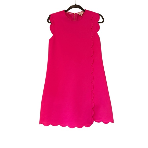 Ted Baker London Fresh Start Swing Mini Dress Pink Scalloped Hem, Sz US 6 - Picture 8 of 15